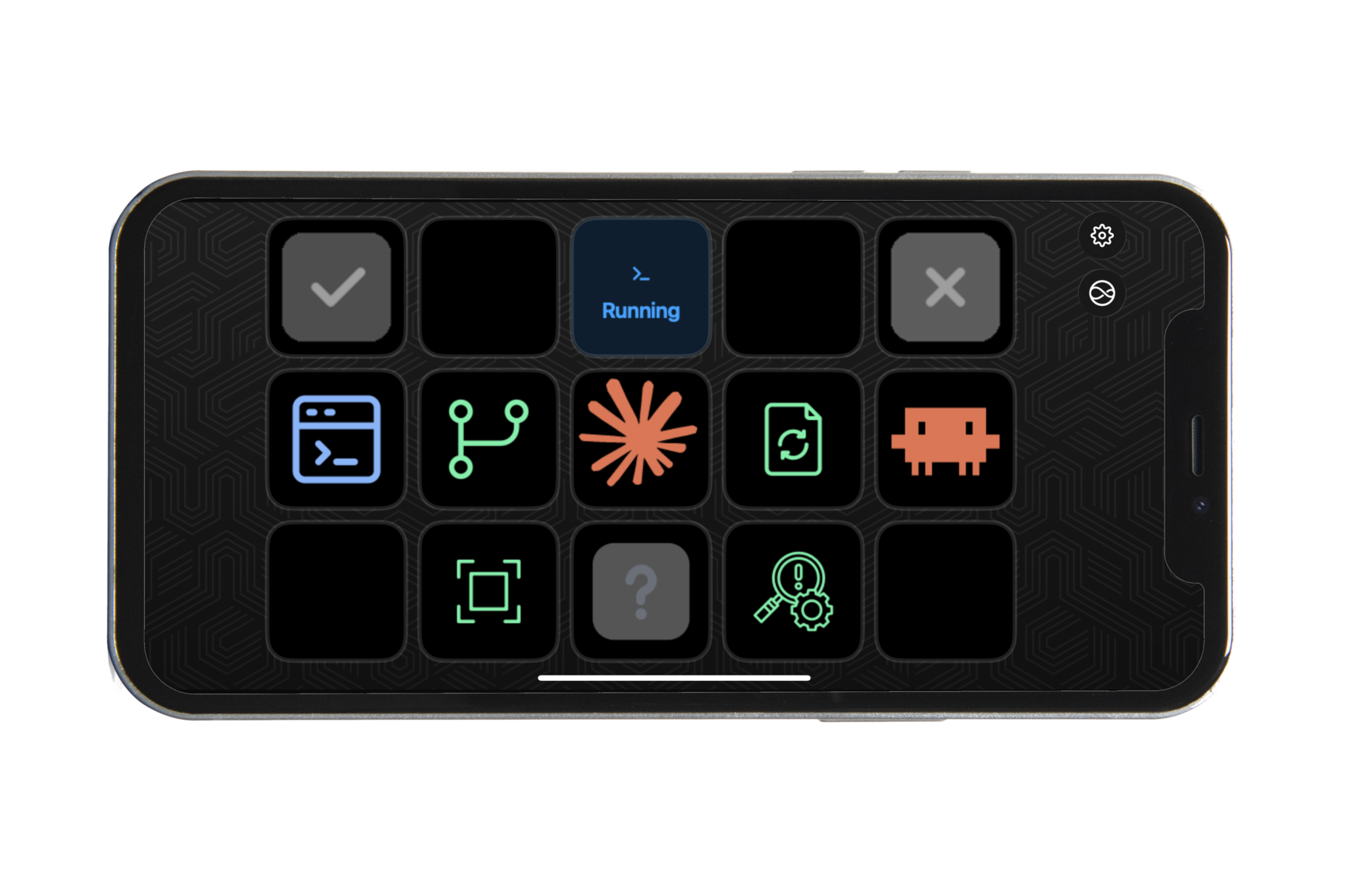 ClaudeButtons running on Stream Deck Mobile, held horizontally